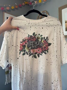 Gildan Cream Fleetwood Mac Graphic Tee with Pink & Green Floral